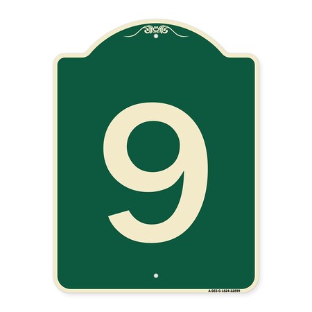 Signmission Sign with Number 9 Heavy-Gauge Aluminum Architectural Sign, 24" x 18", G-1824-22899 A-DES-G-1824-22899